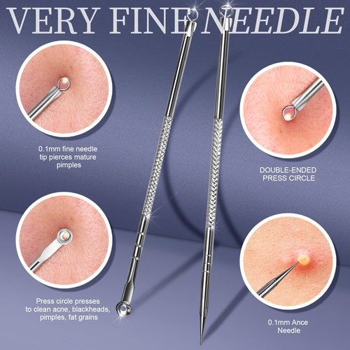 Teenitor Blackhead Remover Tools, Pimple Popper Tool Kit, Ingrown Hair Tweezers, Blackhead Extractor Pimple Extractor Ingrown Hair Removal Kit, Black Head Remover for Face