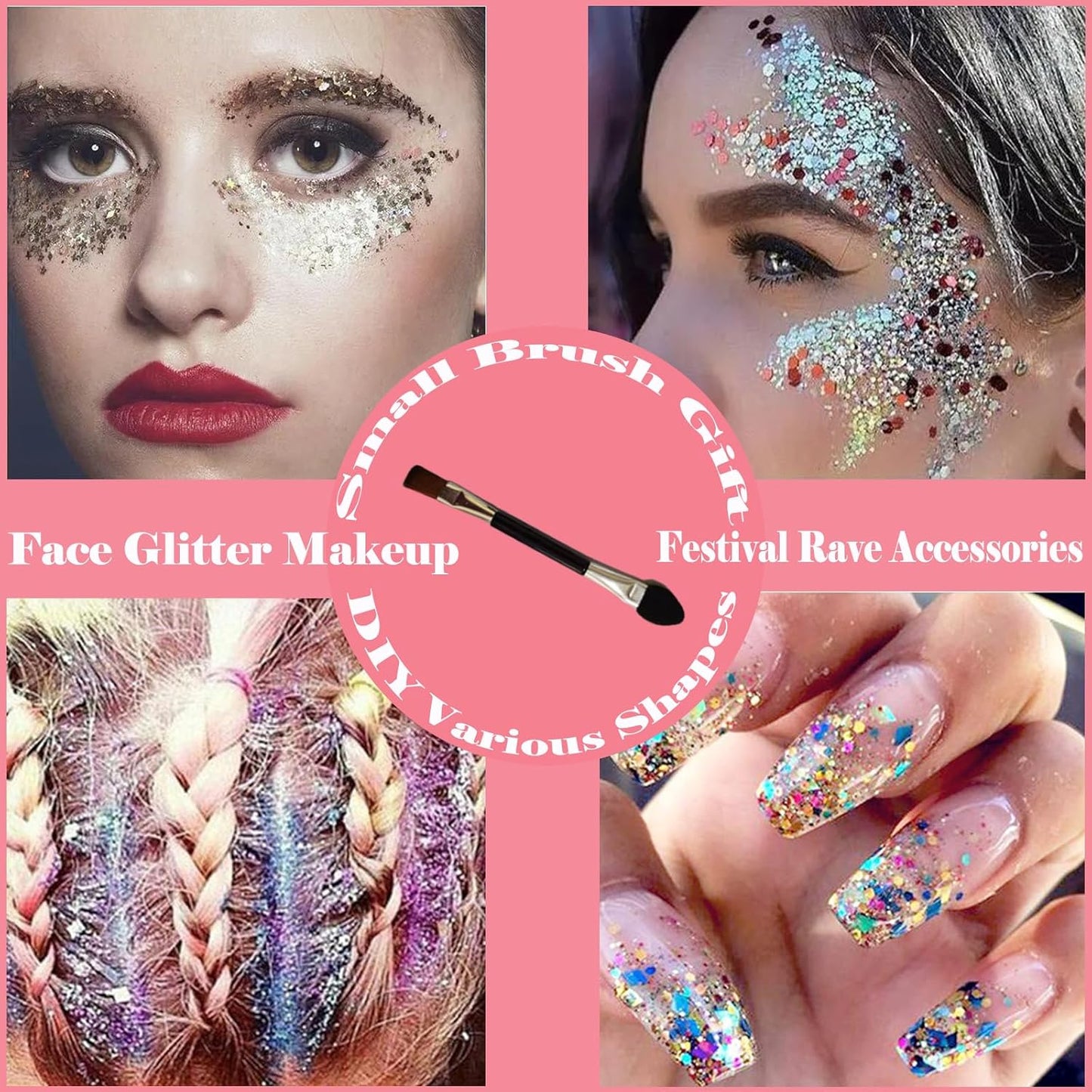 Skiennix Body Glitter Gel - Chunky Sequins for Festivals & Concerts | 150ml White, Silver & Pink