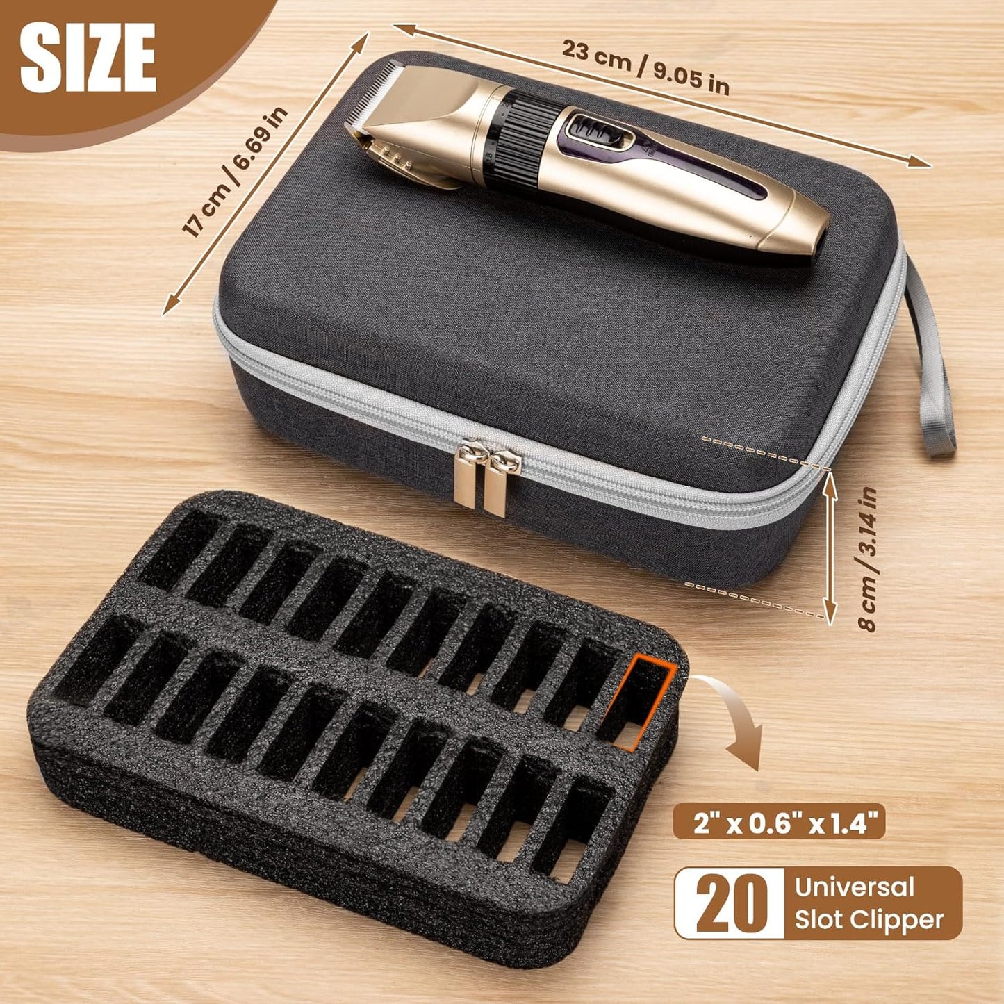 Noverlife Hair Clipper Guard Blades Holder Case, Barber Guard Blades Storage Bag for 20 Metal Clipper Guards Hard Blade Storage Travel Case, Protective Stylist Carrying Case for Grooming Blade