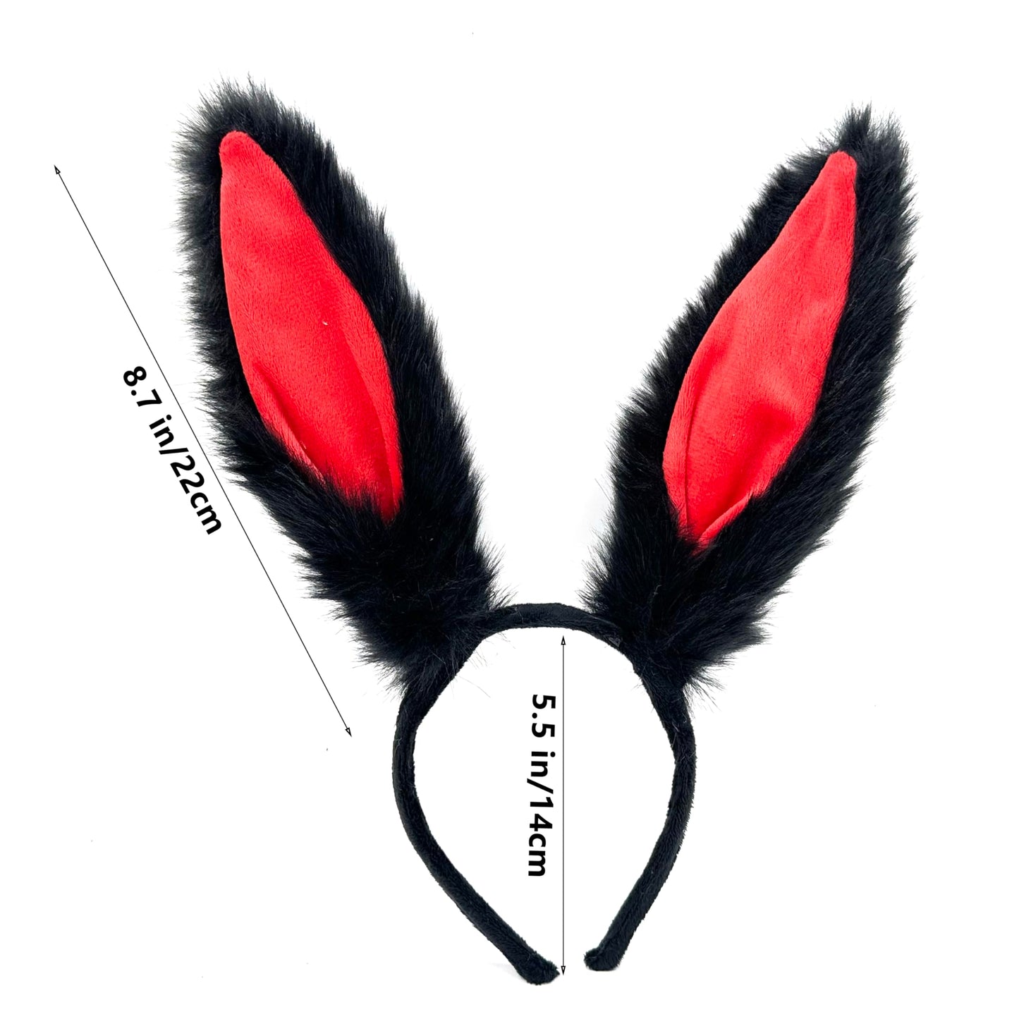 BRILISLE Bunny Ears Headband Furry Rabbit Ear Hair Accessory, Party Prom Cosplay Headwear Costumes for Women and Girls