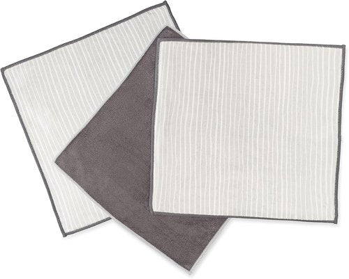 Full Circle Renew Collection - All-Purpose Recycled Microfiber Cloths | Set of 3, Stripes Print