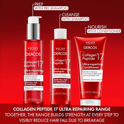 Dercos Collagen Peptide 17 Conditioner - Ultra-Repairing Formula for Damaged Hair | 200ml, Anti-Hair Fall, Strengthens & Boosts Shine