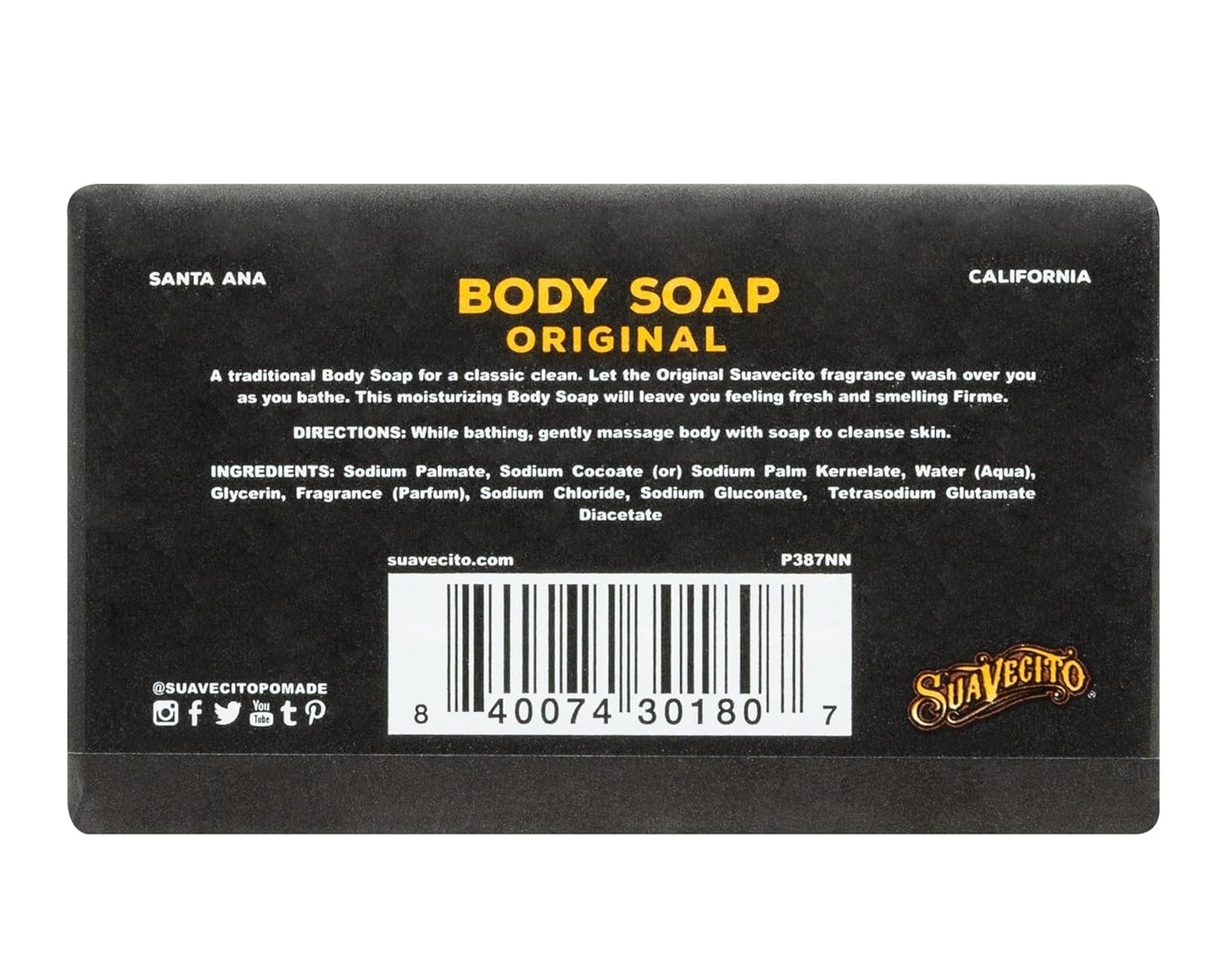 Suavecito Body & Hand Soap Bars - Moisturizing Formula with Masculine Original Fragrance | 6 oz, 6 Pack