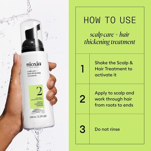 Nioxin System 2 Hair Thickening Leave-In Treatment - Boost Density & Strengthen Natural Hair with Niacinamide & Biotin