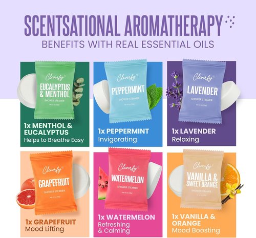 Cleverfy Shower Steamers - Aromatherapy Tablets for Relaxation | Perfect Easter & Mother's Day Gifts - 6 Count