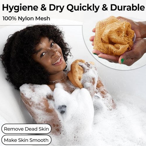 African Net Sponge - Authentic Exfoliating Back Scrub Sponge Set | 2-Piece Bath Scrubber for Smooth Skin