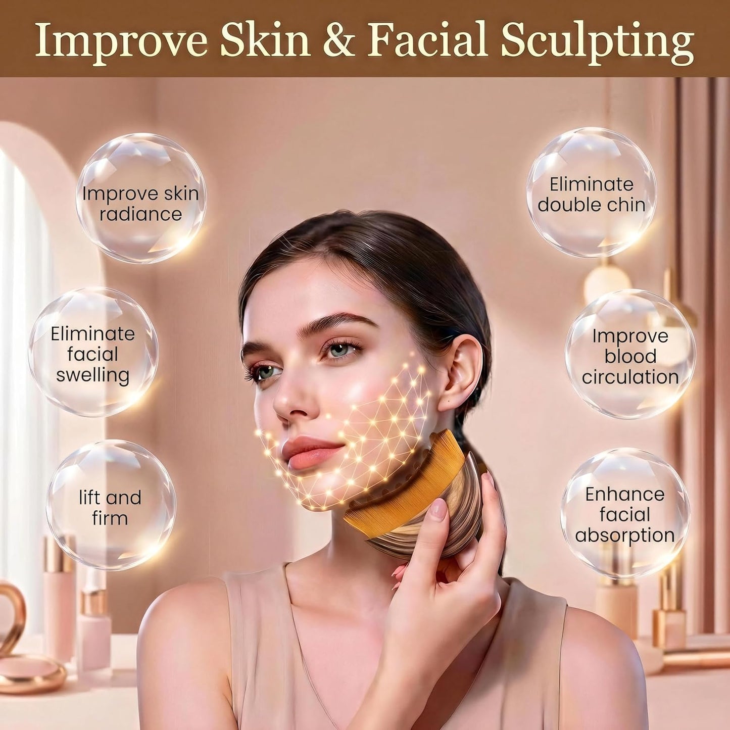 Skiennix Lymphatic Drainage Face Brush - Anti-Puffiness & Sculpting Tool for Glowing Skin