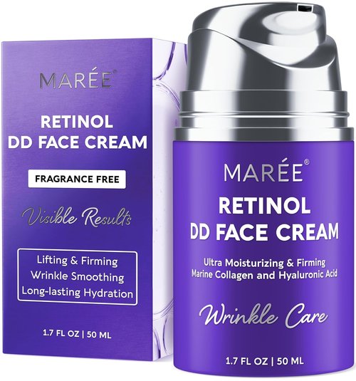 Maree Face Moisturizer - Retinol Anti-Aging Cream with Collagen & Hyaluronic Acid | Day & Night Use for Dry Skin