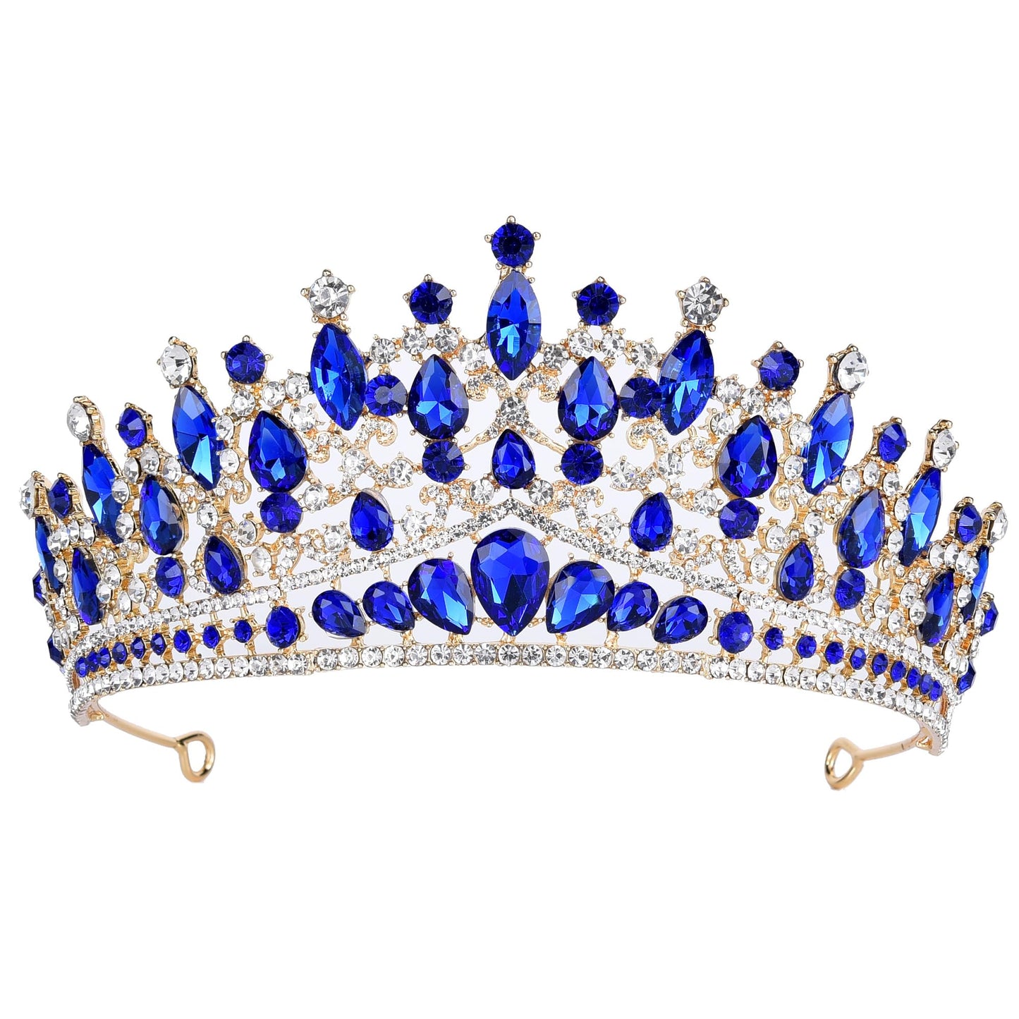 ShulaSHOP Blue Wedding Tiara for Women, Crowns for Women Rhinestone Bridal Crown Princess Tiara Headband, Costume Party Accessories for Brithday Halloween