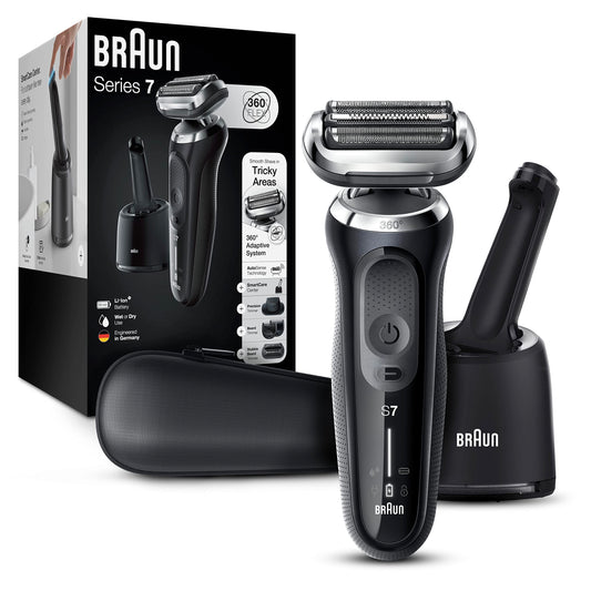 Braun Series 7 7085cc Flex Rechargeable Wet & Dry Men's Electric Shaver with Clean & Charge Station, Stubble & Beard Trimmer