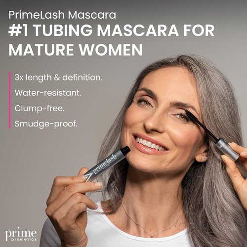 Prime Prometics PrimeLash Mascara for Older Women - Volumizing & Lengthening in 2 Coats | Hypoallergenic, Long-Lasting (Black)