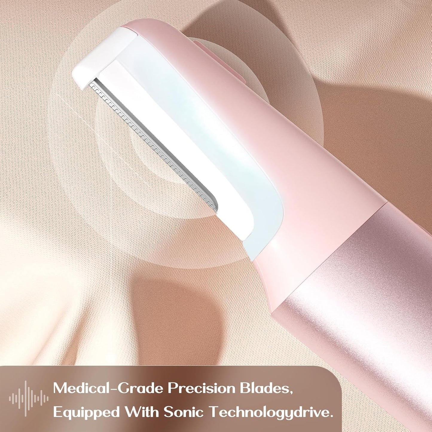 WLU Dermaplane Razor - Sonic Facial Hair Removal Tool for Women | Includes 10 Replaceable Blades (Pink)