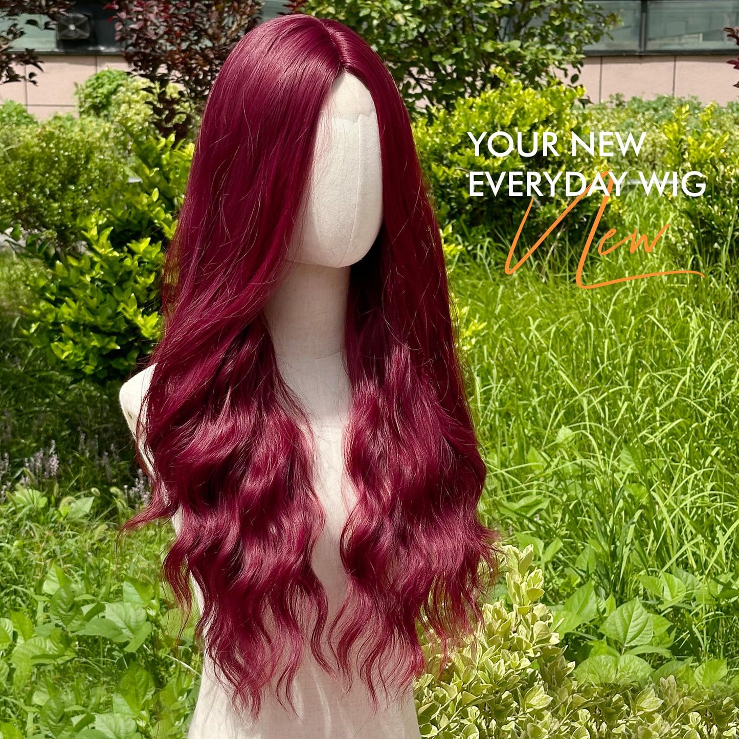 WIGNEE Long Red Wig Middle Part Dark Red Wig 26 Inches Long Wavy Wigs for white women Natural Looking Wavy Wig Long Wigs For Women Daily Party Use(Burgendy)