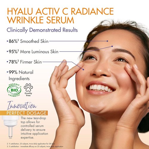 Eau Thermale Jonzac Organic Hyalu Activ C Serum - Stable Vitamin C & Hyaluronic Acid for Brighter, Plumped Skin | 1.01 Fl Oz