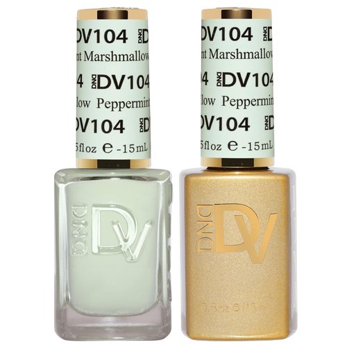 DND Gel Polish Set - Coquette Collection | UV/LED Gel & Air Dry Nail Lacquer Duo - 104 Peppermint Marshmallow, 0.5 Fl Oz