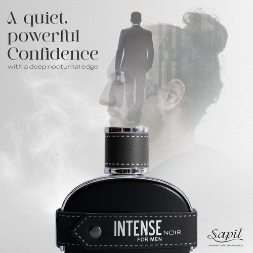 Sapil Intense Noir Eau de Parfum for Men – Long-Lasting Masculine Perfume with Amber, Leather, Patchouli & Musk – Bold Scent with Citrus Notes – 100ml