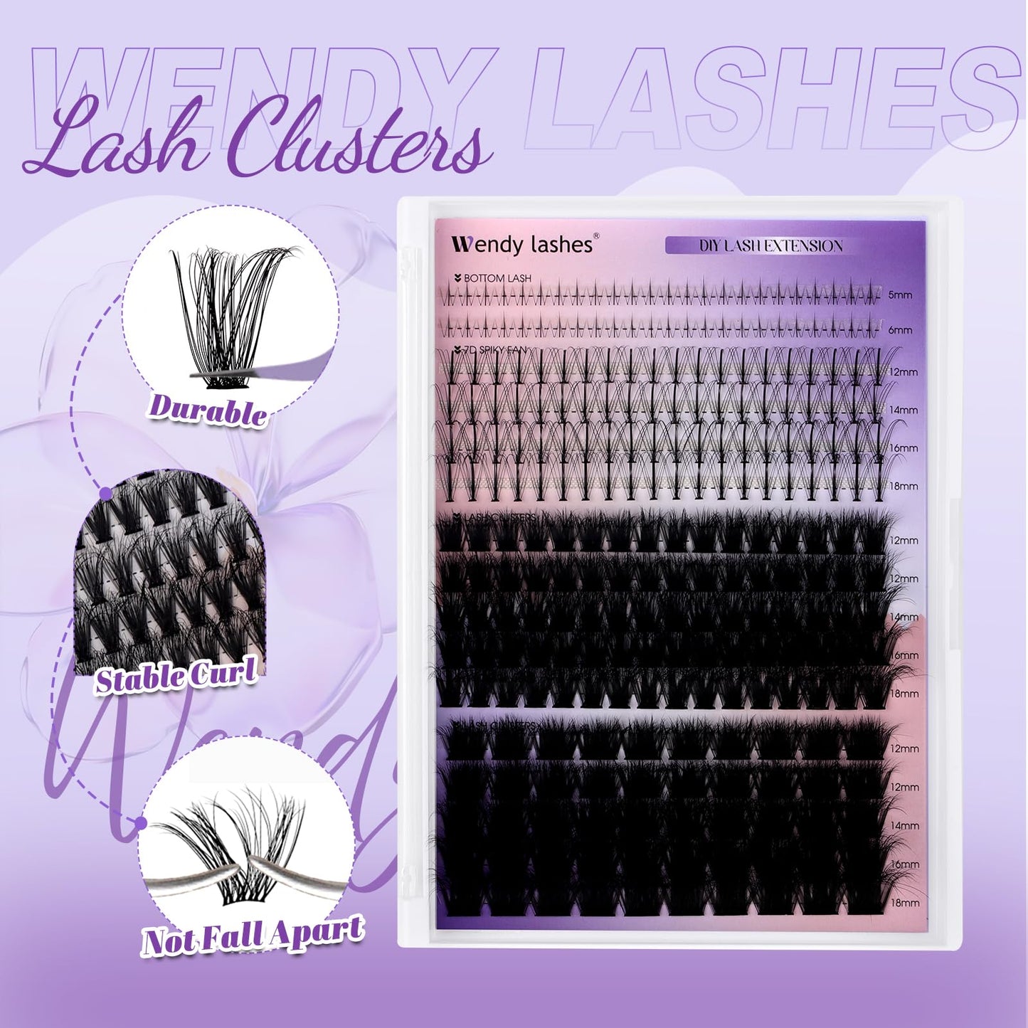 Lash Clusters With Bottom Lashes 100/200D 3D Curl 12-18mm Multi-types Individual Clusters Eyelash Extensions, Spike, Wispy Lash clusters(100/200D-3D)