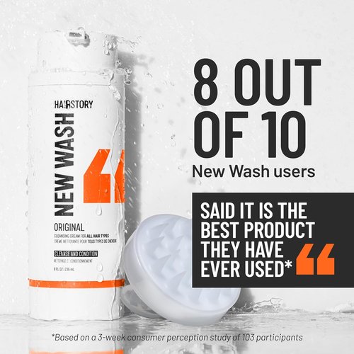 Hairstory New Wash Original - Sulfate-Free Shampoo & Conditioner in One | 8 Fl Oz Refillable Bottle