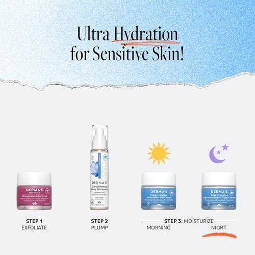 Derma E Ultra Hydrating Night Cream - Advanced Repair Face Moisturizer with Hyaluronic Acid | 2 oz
