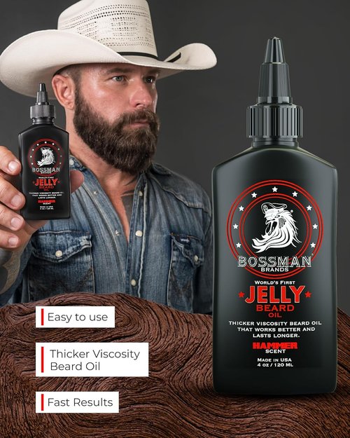 Bossman Jelly Beard Oil - Softens & Moisturizes with Natural Ingredients | 4 oz, Hammer Scent