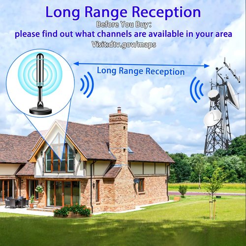 HD Digital TV Antenna for Smart TV - Long Range Reception, 4K/1080p, Easy Installation with 10ft Coax Cable