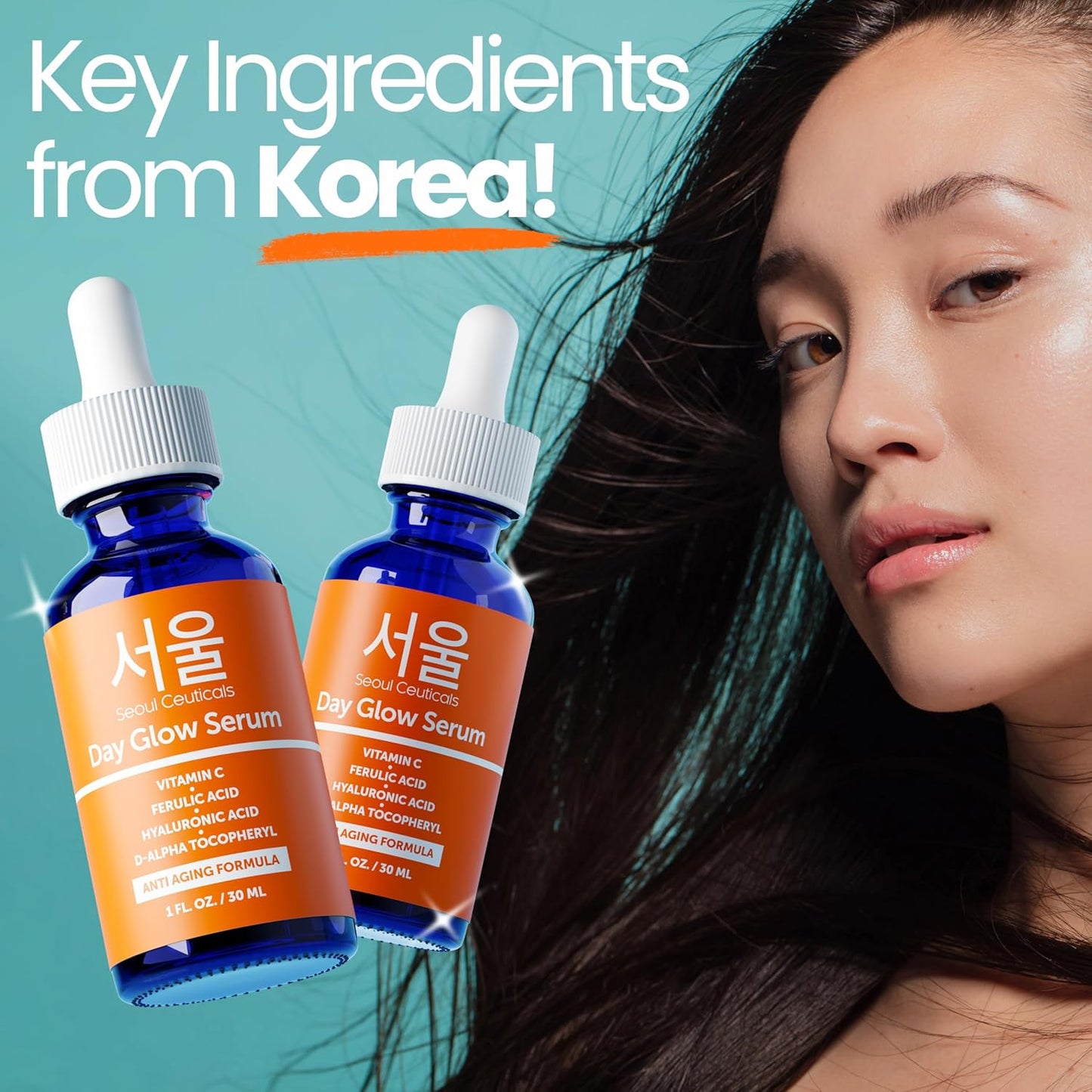 SeoulCeuticals 20% Vitamin C Serum | Hyaluronic Acid & CE Ferulic Acid for Anti-Aging - 1oz