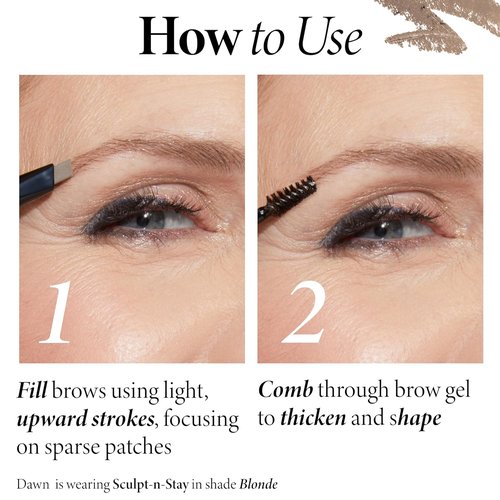 Laura Geller New York Waterproof Brow Pencil & Gel - Dark Brown, Long-Lasting Formula