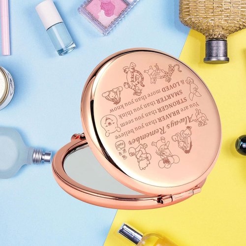 KEYCHIN Honey Bear Compact Makeup Mirror - Inspirational Design with Pig, Donkey, Tiger & Rabbit | Perfect Gift