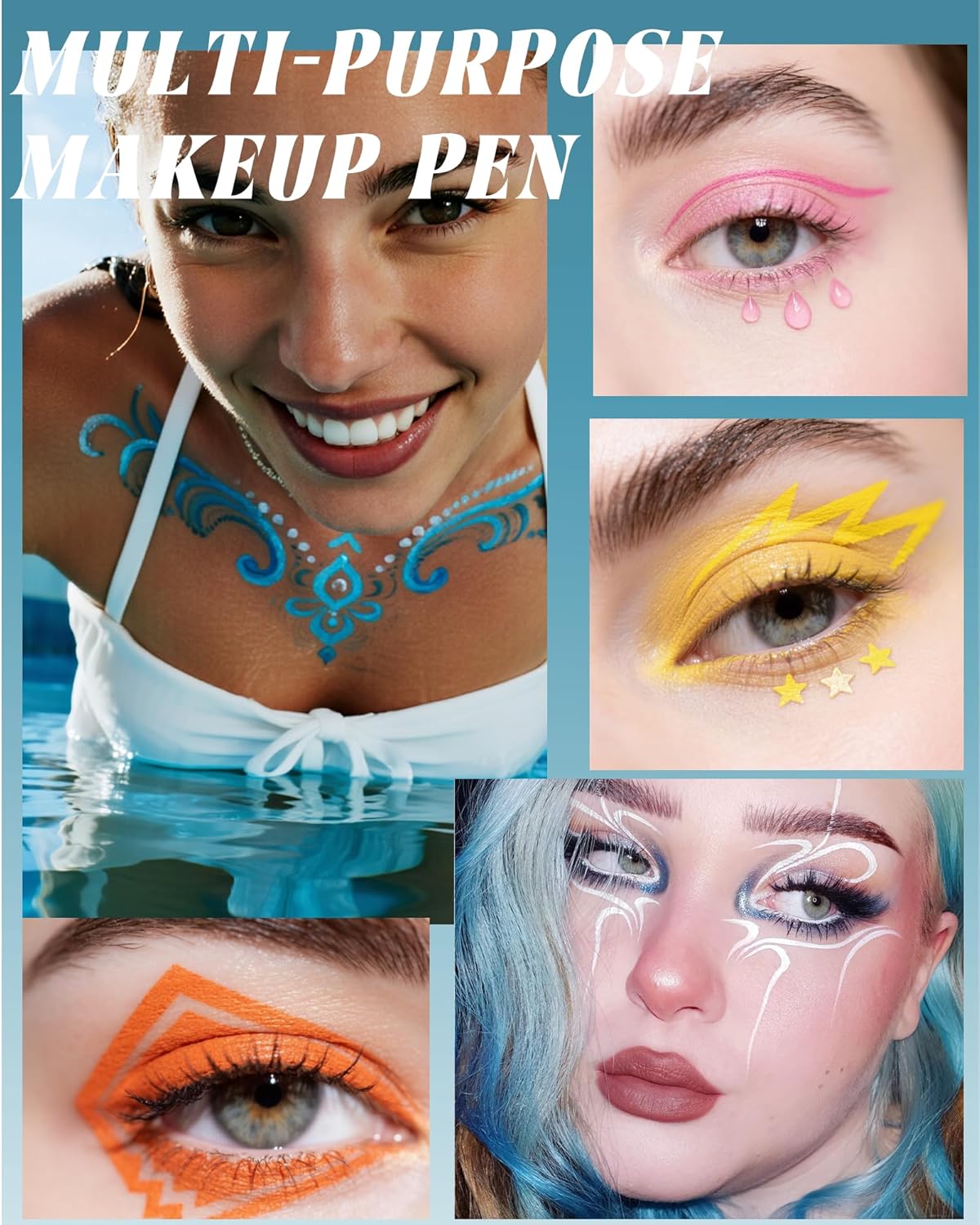 Skiennix Colored Liquid Eyeliner Pen Set - Waterproof Matte Eye Liner | 6 High Pigmented Shades