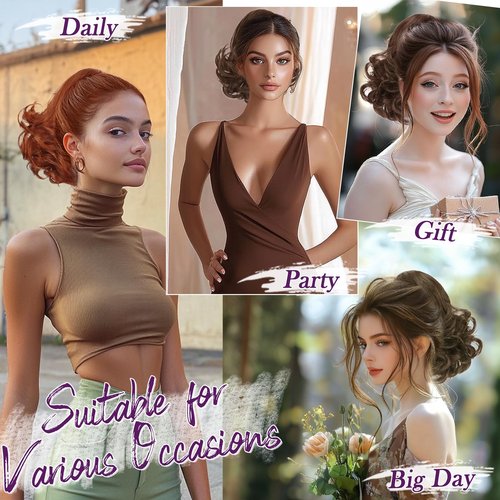 BARSDAR Drawstring Comb Clip Ponytail Extension - 10 Inch Short Clip in Hairpieces for Women - Synthetic Highlight Ponytail Extension Fake Pony Tails - Dark Brown with Highlights