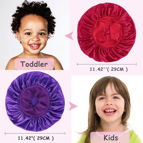 3 PCS Kids Bonnets for Girls,Bonnet for Kids,Silk Bonnet for Sleeping Kids,Showr,Toddler Bonnet