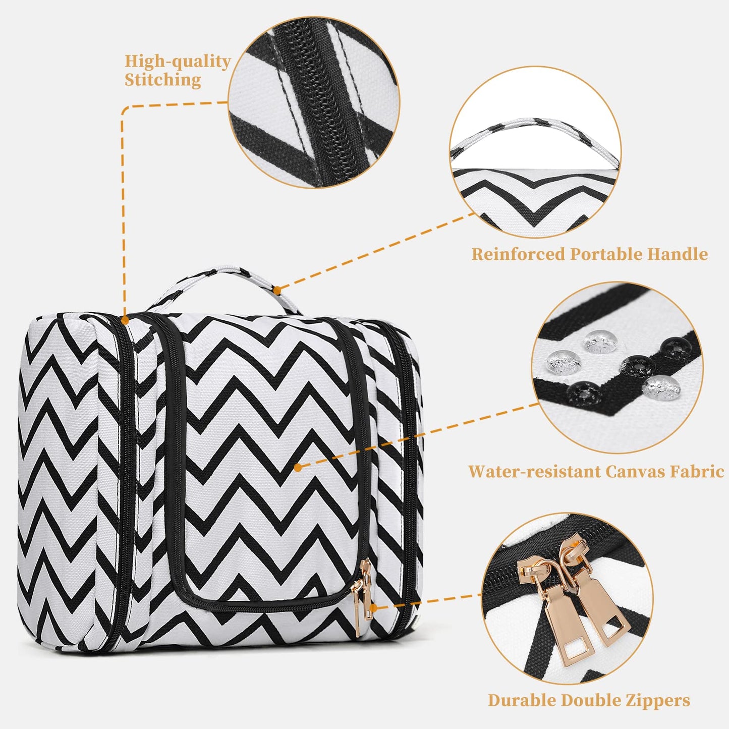 Toiletry Bag for Women, Water-Resistant Travel Makeup Organizer with Hanging Hook- Large Travel Toiletry Bag, Makeup Bag for Cosmetic, Full Size Containers, Brushes, Portable Shower Bag Christmas Gift