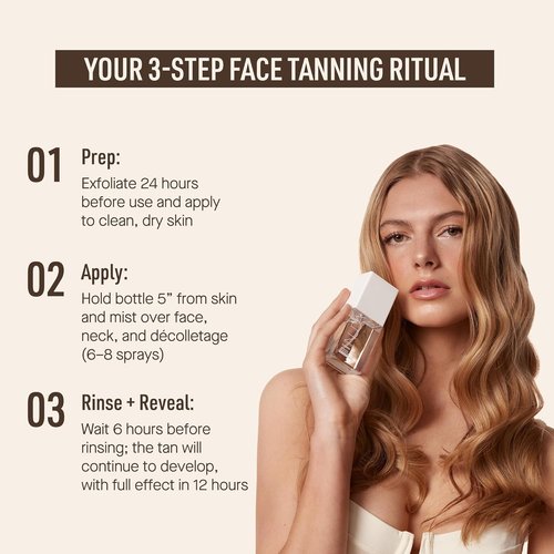Nuda CloudMist Face Tan Water - Buildable Facial Tanning Mist for Light to Medium Skin | Infused with Vitamins & White Tea | 2.5 Fl Oz