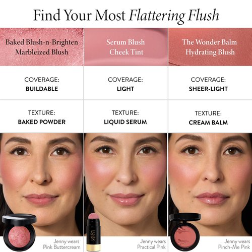 LAURA GELLER NEW YORK Baked Blush-n-Brighten Marbleized Blush for Cheeks - Pink Buttercream - Natural Finish - Buildable Color