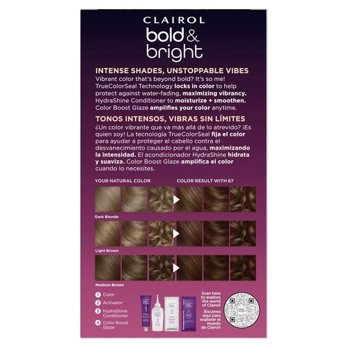 Clairol Bold & Bright Hair Dye - Rich 67 Chocolate Color | Long-Lasting Permanent Formula
