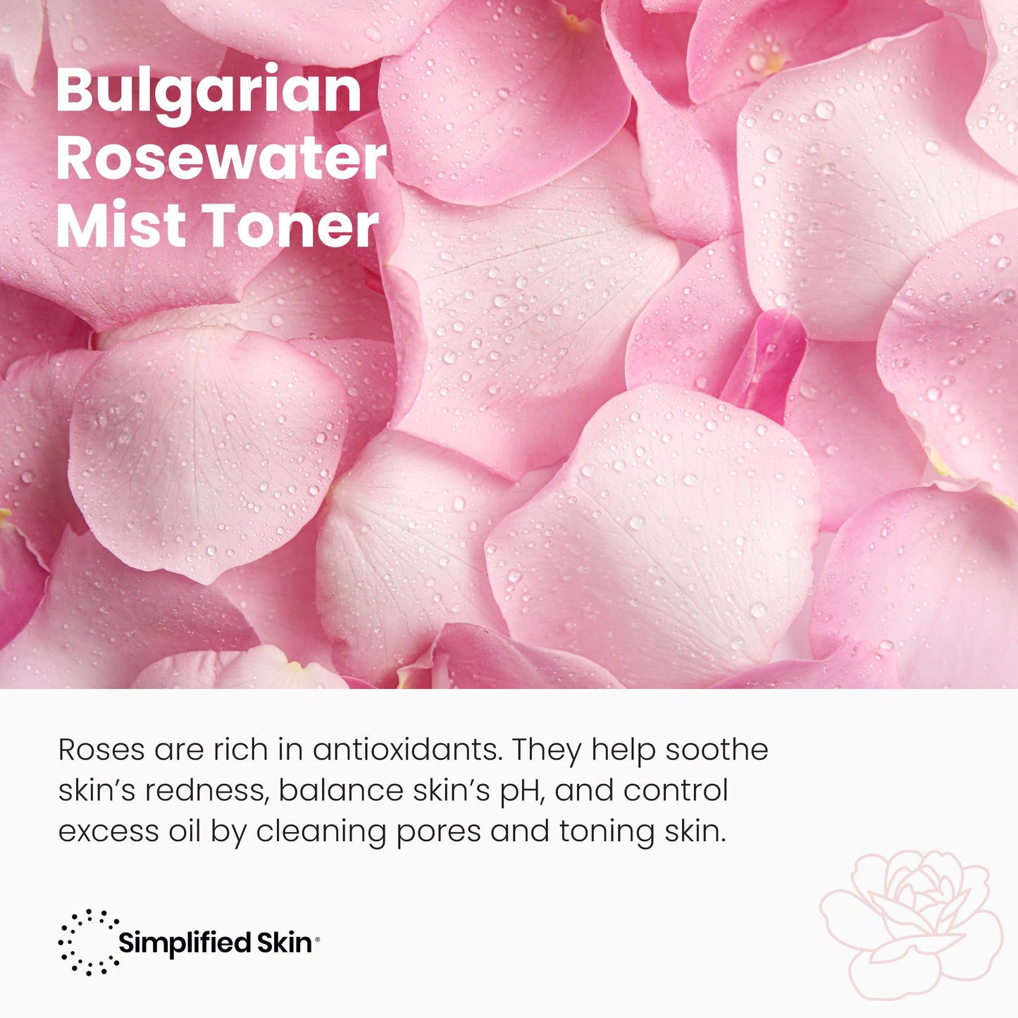 Rose Water Spray for Face & Hair - 100% Natural Organic Face Toner - Alcohol-Free Makeup Remover - Anti-Aging Self Care Beauty Mist - Hydrating Rosewater Refill - 8 Oz