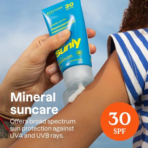 ATTITUDE Mineral Sunscreen - EWG Verified SPF 30 for Baby & Kids | Broad Spectrum UVA/UVB, Unscented, 5.2 Oz