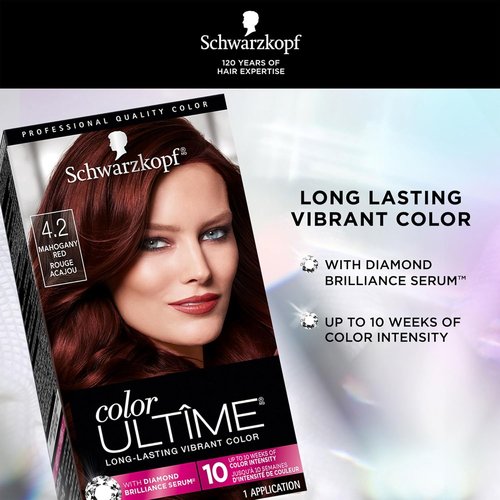 Schwarzkopf Color Ultime Hair Dye - Permanent Mahogany Red | Intense Fade-Resistant Color, Covers Grays
