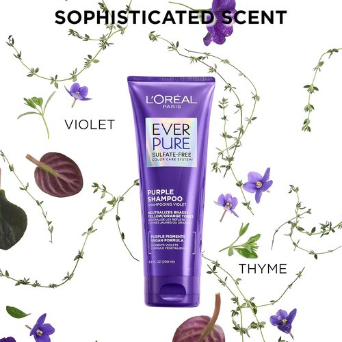 L’Oreal Paris EverPure Sulfate-Free Purple Conditioner - Tones Brass for Blonde & Silver Hair | 6.8 Fl Oz