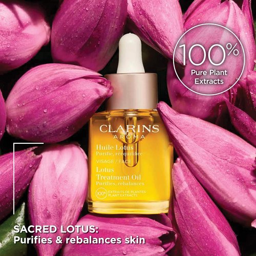 Clarins Face Treatment Oil Bundle - Hydrating Blue Orchid & Purifying Lotus Oils for All Skin Types