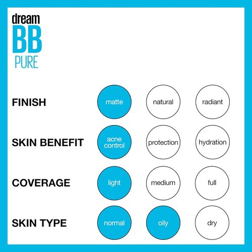 Maybelline Dream Pure BB Cream - 8-in-1 Skin Perfecting Beauty Balm with 2% Salicylic Acid | Oil-Free, Sheer Tint, 1 Count