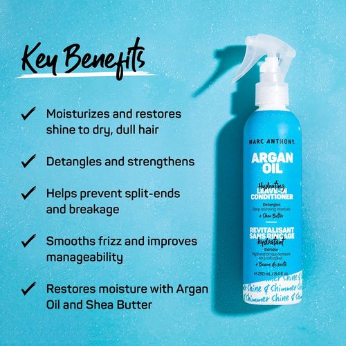 Marc Anthony Argan Oil Leave-In Conditioner - Lightweight Hydrating Formula for All Hair Types | Moisturizes, Strengthens & Detangles