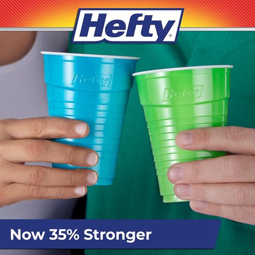 Hefty Disposable Plastic Cups - 16 Ounce Assorted Colors | 100 Count Party Pack