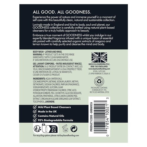 Baylis & Harding Oud, Cedar & Amber Liquid Body Wash - Nourishing Formula, 16.9oz/500ml