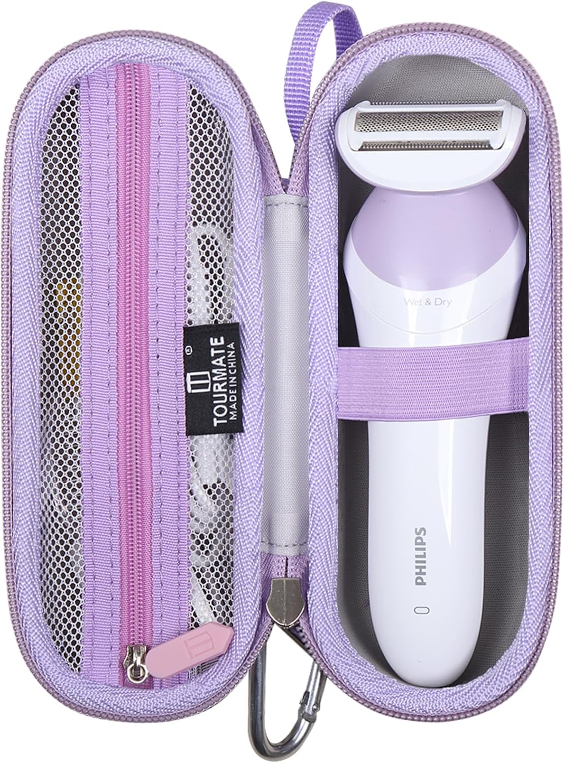 Tourmate Hard Storage Case for Philips Beauty Shaver - Travel Case for Series 6000 | White & Purple