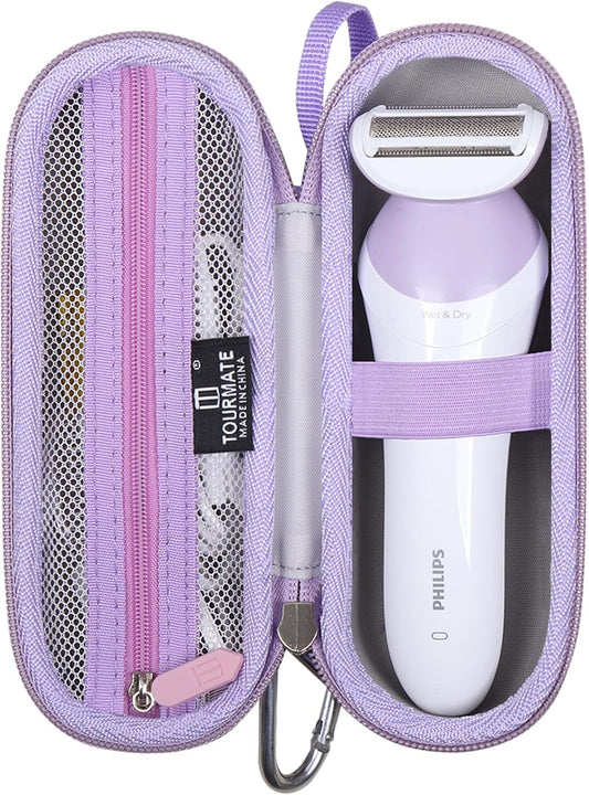Tourmate Hard Storage Case for Philips Beauty Shaver - Travel Case for Series 6000 | White & Purple