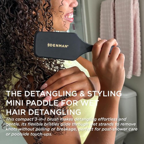 Denman Detangling Paddle Brush - Versatile Wet/Dry Hair Styler for Curly, Coily & Straight Hair