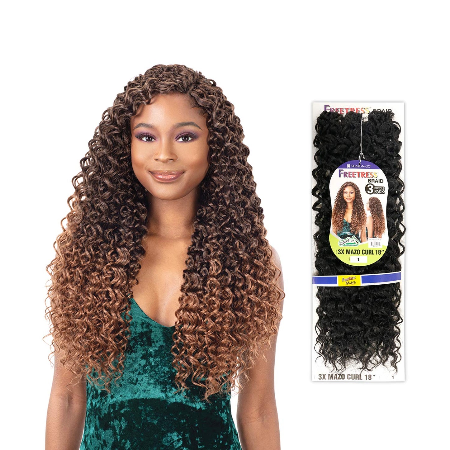 FREETRESS SYNTHETIC CROCHET BRAID 3X MAZO CURL 18" (1)