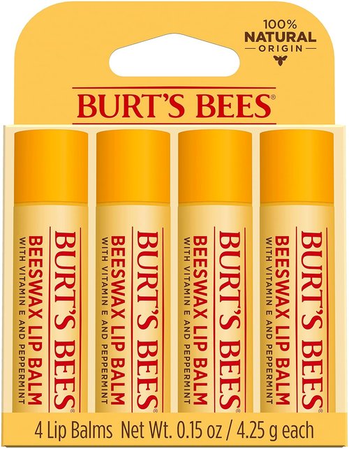 Burt's Bees Beeswax Lip Balm Pack - Moisturizing Unisex Formula | 4 x 0.15 oz Sticks