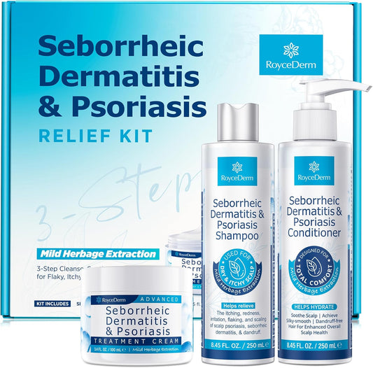 Seborrheic Dermatitis & Psoriasis Cream by [Brand Name] - Scalp Therapy Set for Itching Relief & Flaking Control